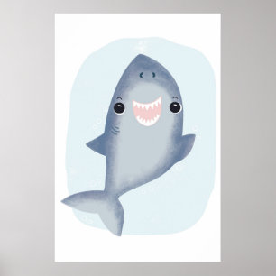 Poster Toalha do Baby Shark para meninos quarto tema Ocea