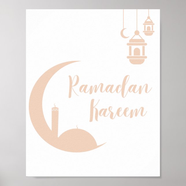 Poster Toalha Premium Ramadan Kareem Crescente Lua e Lant (Frente)