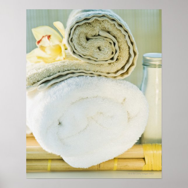 Poster Toalhas de spa e flores tropicais (Frente)