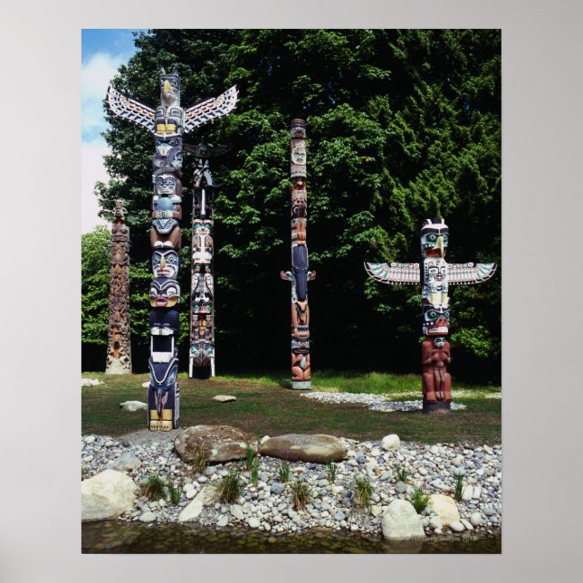 Pôster Toalhas de Totem, Vancouver, Colômbia Britânica (Frente)