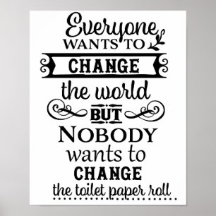 Poster Toalhete de Linho Marrom Banheiro Troca Papel Higi