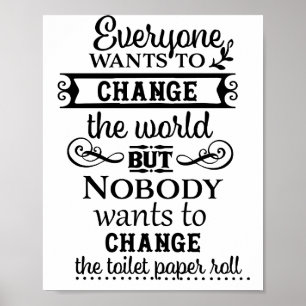 Poster Toalhete de Linho Marrom Mudar o Papel Higiênico B