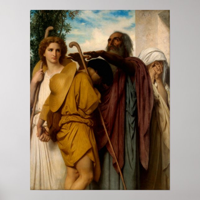 Pôster Tobias dizendo adeus a seu pai por Bouguereau (Frente)