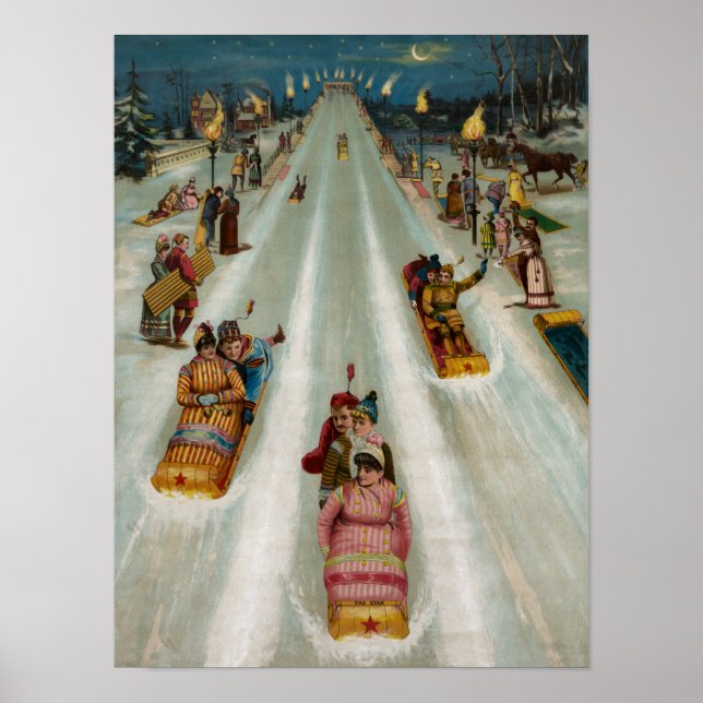 Pôster Toboggans Em uma noite de inverno (Frente)