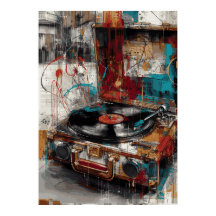 Toca-Discos Vintage Arte Pop Música Design Retrô