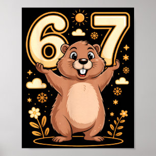 Poster Tocaia Fofa Segurando 67 Camiseta Engraçada do Dia