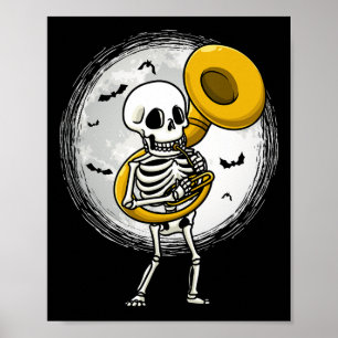 Poster Tocando Banda de Halloween do Instrumento Tuba Sou
