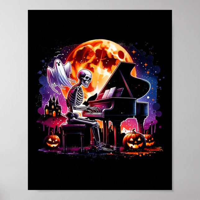 Poster Tocando Piano Com O Fantasma De Halloween De Fanta (Frente)