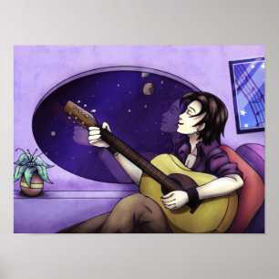 Poster Tocando Violão no Espaço