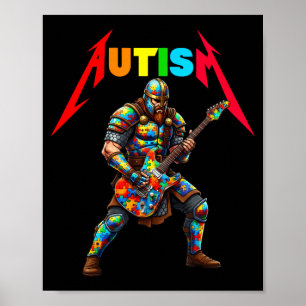 Poster Tocar guitarra viking autismo rock música autismo