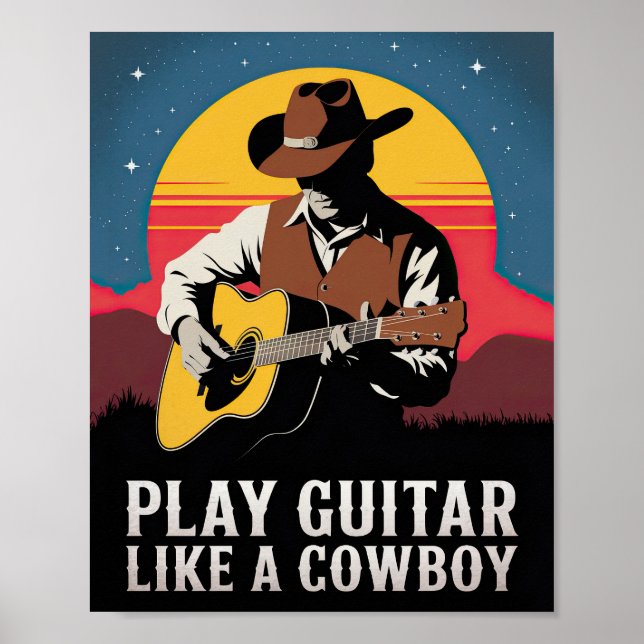Poster Tocar violão como um cowboy (Frente)