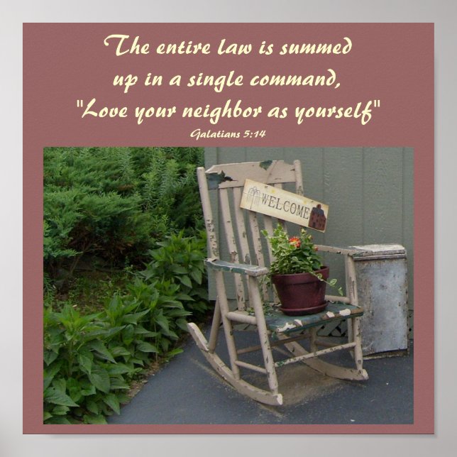 Pôster Toda a lei está resumida em uma citação Bíblia (Frente)