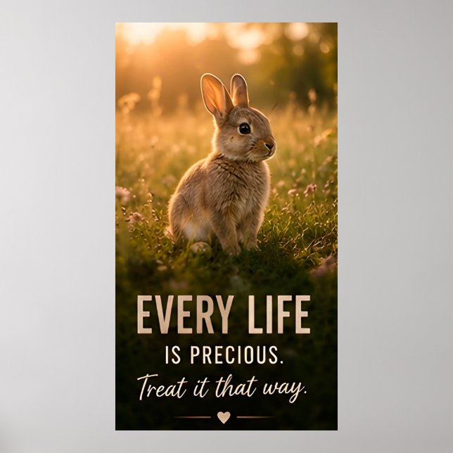 Poster 🐰 Toda Vida É Preciosa Trate-a Com Carinho 💚 (Frente)