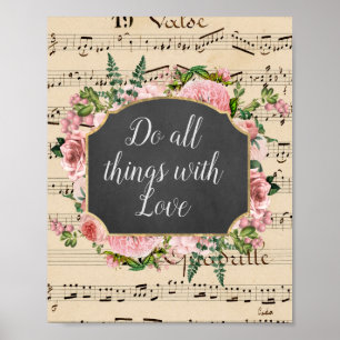 Poster Todas As Coisas Com Colagem De Vintagem De Amor