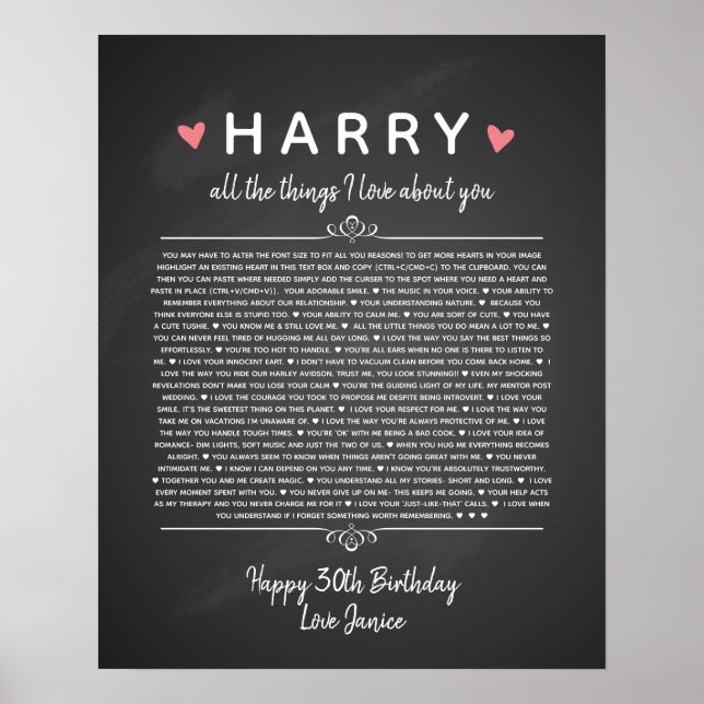 Poster todas as coisas que amo sobre o seu aniversário (Frente)