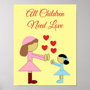 Poster Todas as Crianças Precisam de Amor: Amarelo Claro