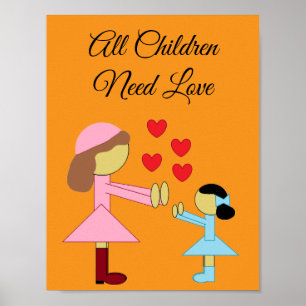 Poster Todas as Crianças Precisam de Amor: Laranja