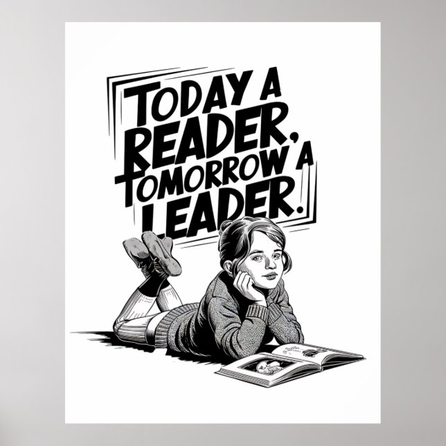 Poster Today a Reader - Book Reading Girl - Bookworm Girl (Frente)