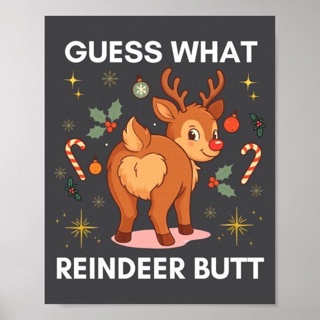 Poster Toddler Christmas Ugly Sweater Guess What Reindeer (Frente)