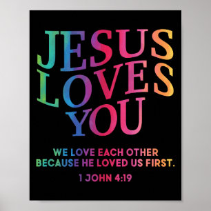Poster Toddler Jesus ama você, cristão branco, filho