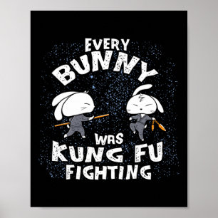 Poster Todo coelho estava lutando Kung Fu Karate Ninja Le