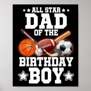 Poster Todo Pai De Estrelas Do Jogador De Basquete Birthd