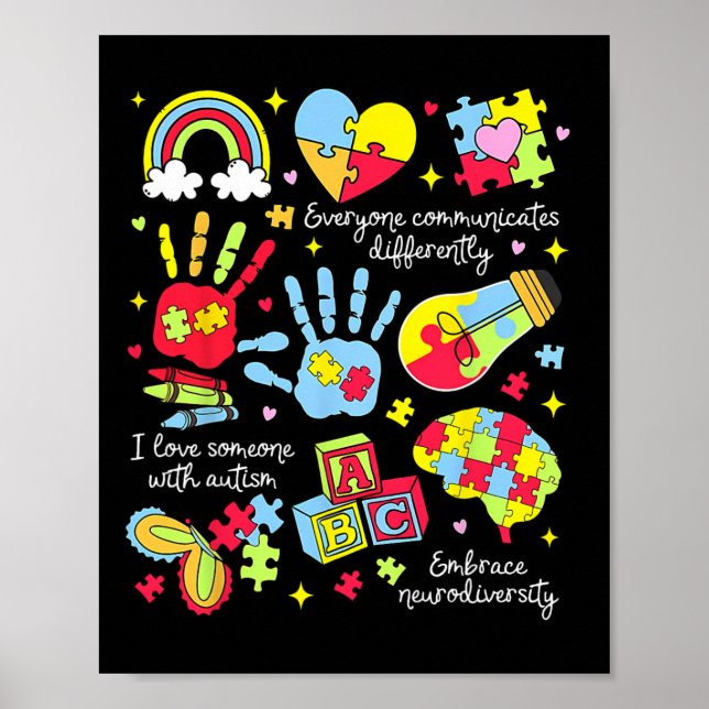Poster Todos Comunicam de Maneira Diferente Autismo Sped  (Frente)