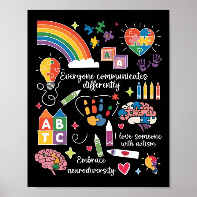 Poster Todos Comunicam Diferentemente A Consciência Autis (Frente)