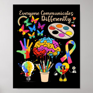 Poster Todos Comunicam Diferentemente Autismo Mês Acc
