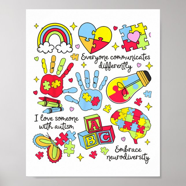Poster Todos Comunicam Diferentemente Autismo Mês Aut (Frente)