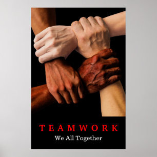 Poster Todos juntos Trabalho em equipe Inspiracional