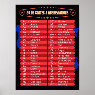 Poster ★ Todos os 50 Estados em Ordem Alfabética Estado