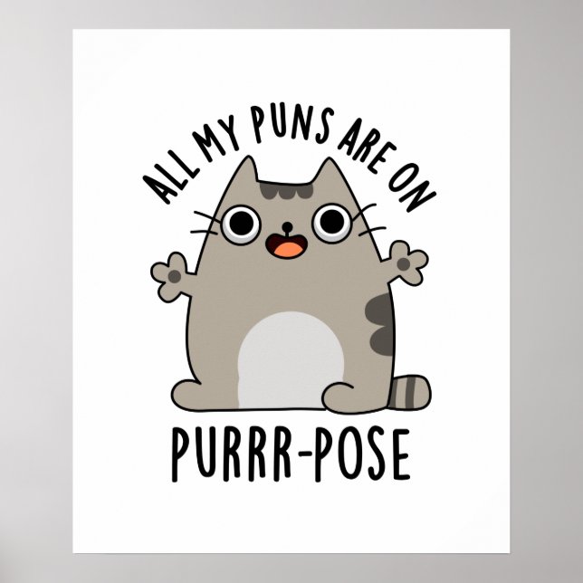 Poster Todos Os Meus Puns Estão Em Purr-pose Engraçada Co (Frente)