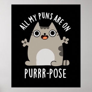 Poster Todos Os Meus Puns Estão Em Purr-pose Engraçada Ga