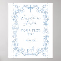 Todos os Toile Boy Blue Baptism Personalizado Eleg