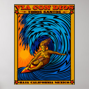 POSTER TODOS SANTOS QUE SURFA BAJA MÉXICO