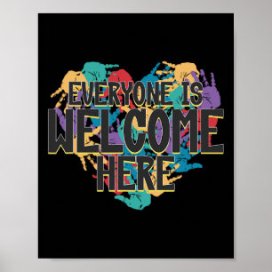 Poster Todos São Bem-Vindos Aqui - A Camiseta De Coração