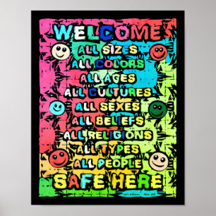 Poster Todos Seguros Aqui - Arco-Íris Bem-vindo