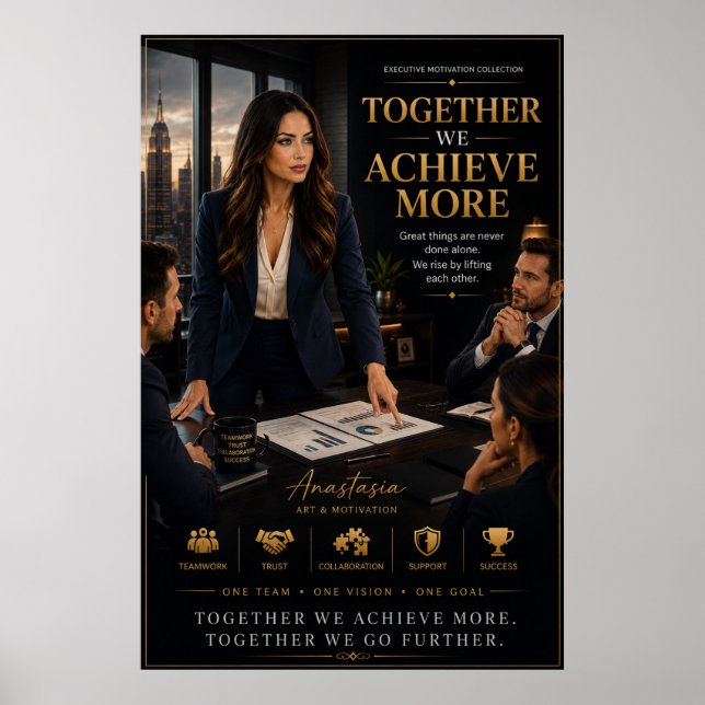 Poster Together We Achieve More – Teamwork Motivation Pos (Frente)