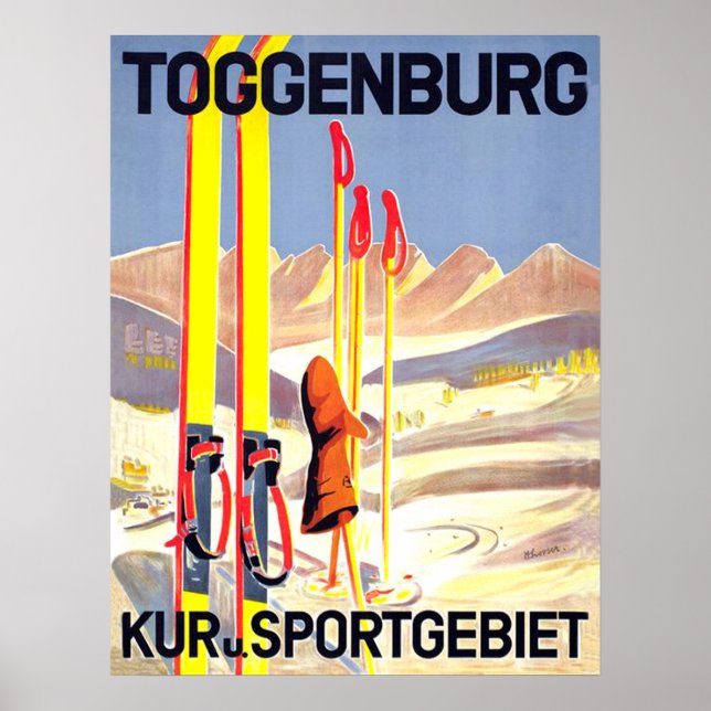 Poster Toggenburg, esqui na neve, Suiça (Frente)