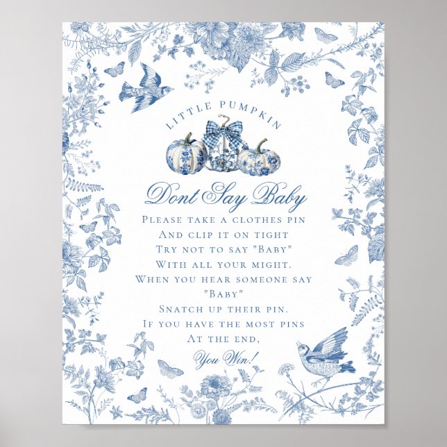 Poster Toile Azul Pumpkin Francês Queda Não Diga Bebê (Frente)