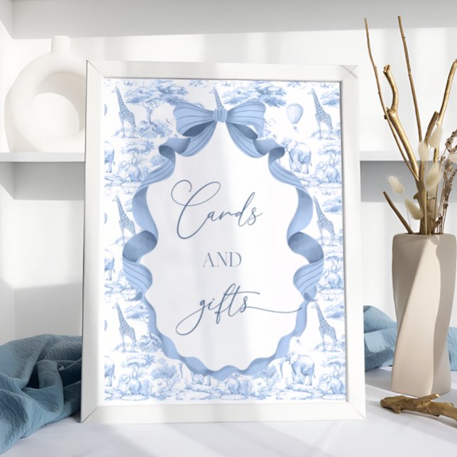 Poster Toile de Jouy Blue Safari Cartões e presentes (Criador carregado)