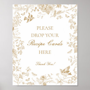 Poster Toile De Jouy Floral Dourado Compartilha uma Brida