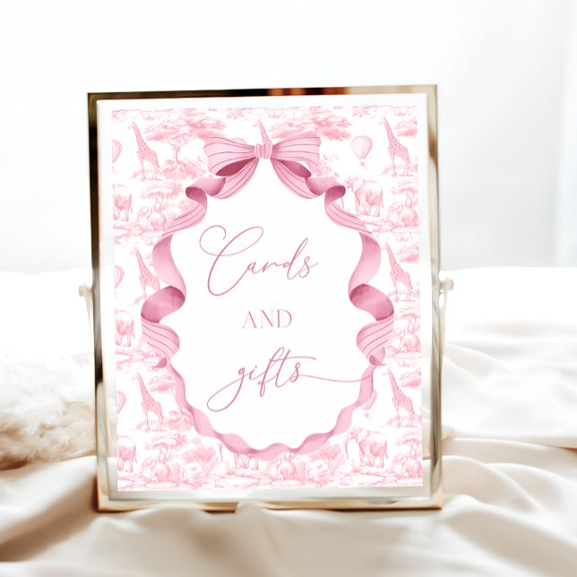 Poster Toile de Jouy Pink Safari Cartões e presentes (Criador carregado)