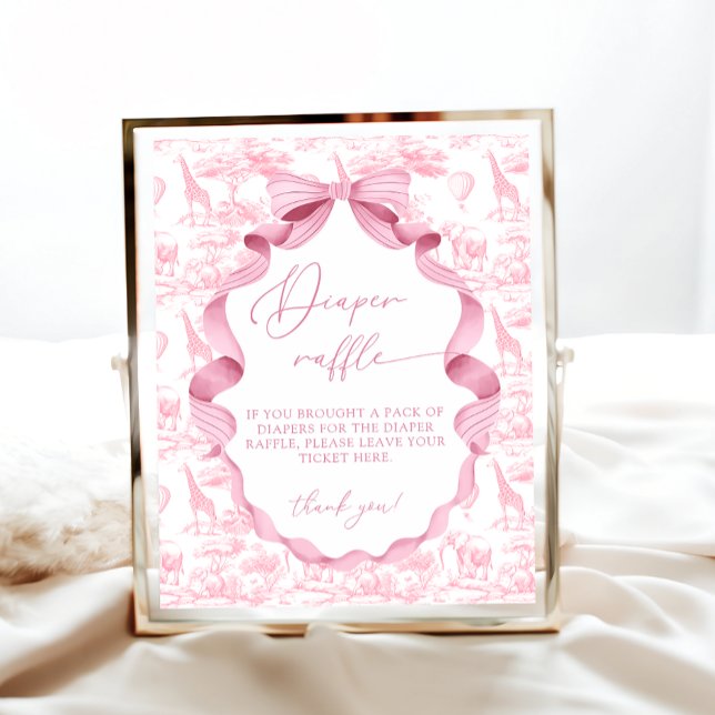 Poster Toile de Jouy Pink Safari Fralda Raffle (Criador carregado)