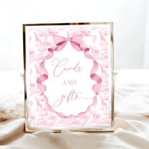 Poster Toile de Jouy Rosa Animais de Safari Cartões e Pre