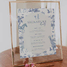 Toile de Jouy Safari Fofa | Bebê Azul Presente de