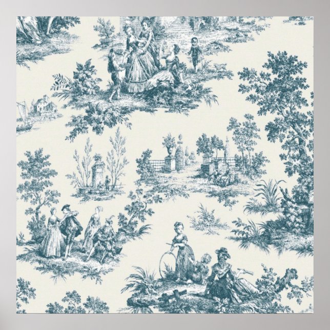 Poster Tóile de jouy sage verde elegante (Frente)