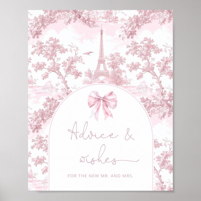 Poster Toile pink Paris advice and wishes for Newlyweds (Frente)
