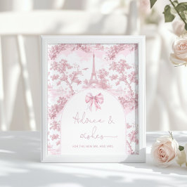 Poster Toile pink Paris advice and wishes for Newlyweds